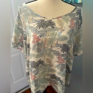 TAHARI 100% Linen  Hi- Low /Short Sleeve /Tropical Shirt size 2X